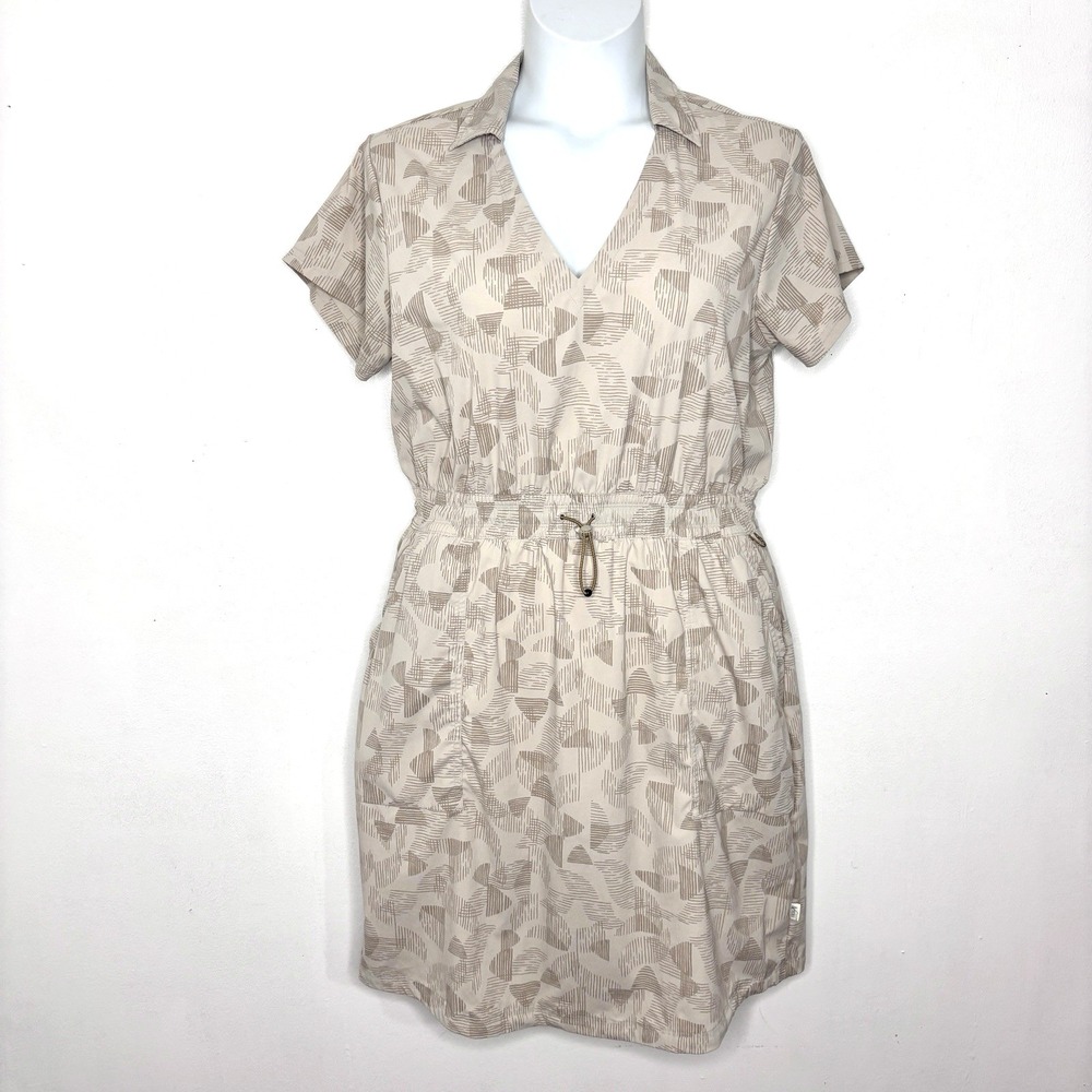REI Coop Dress Large Beige Geometric Print Outdoor Utility Vacation Casual